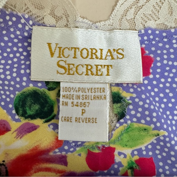 VTG Victoria's Secret Gold Label Satin Camisole Tank Top Cottagecore Floral - Picture 5 of 9